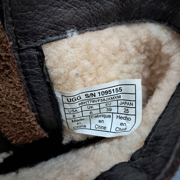 UGG Lorna Boots Womens 8 Brown Leather Suede Shearling Lined Waterproof Outdoors - Picture 3 of 16